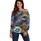 Personalised Panthers NAIDOC Week 2024 Off Shoulder Sweater Australia Aboriginal Dot Painting