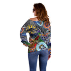 Personalised Panthers NAIDOC Week 2024 Off Shoulder Sweater Australia Aboriginal Dot Painting