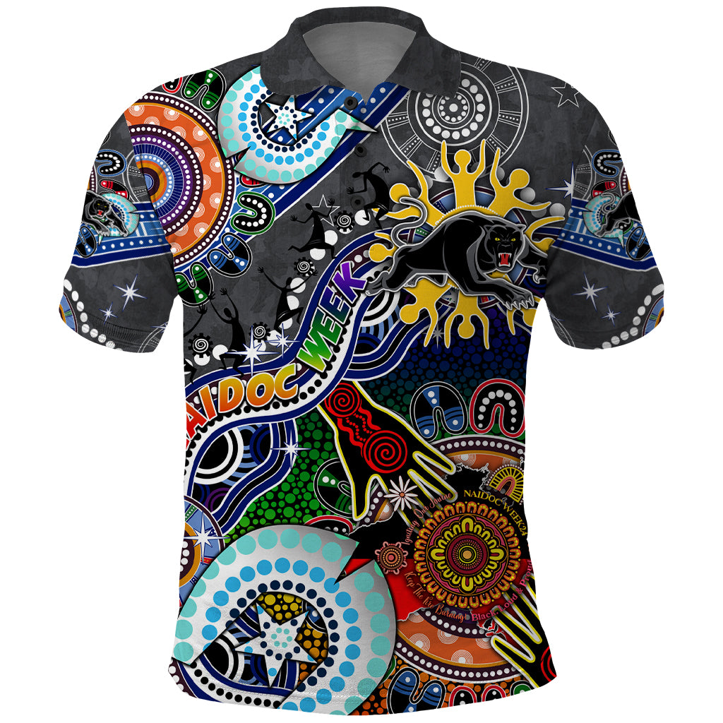 Personalised Panthers NAIDOC Week 2024 Polo Shirt Australia Aboriginal Dot Painting