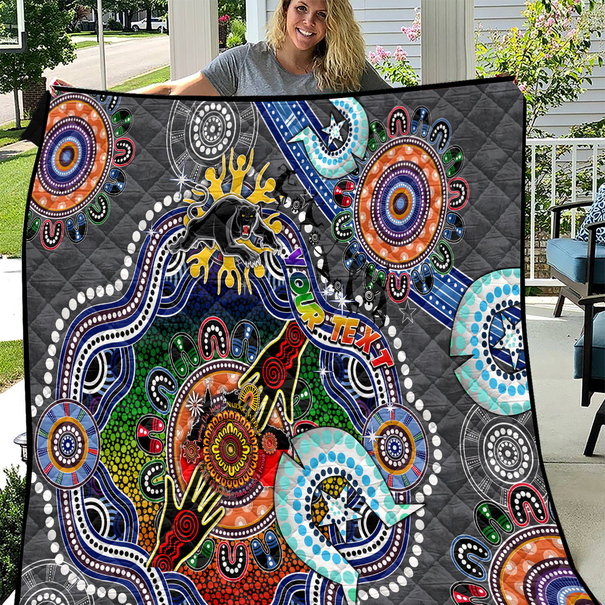 Personalised Panthers NAIDOC Week 2024 Quilt Australia Aboriginal Dot Painting