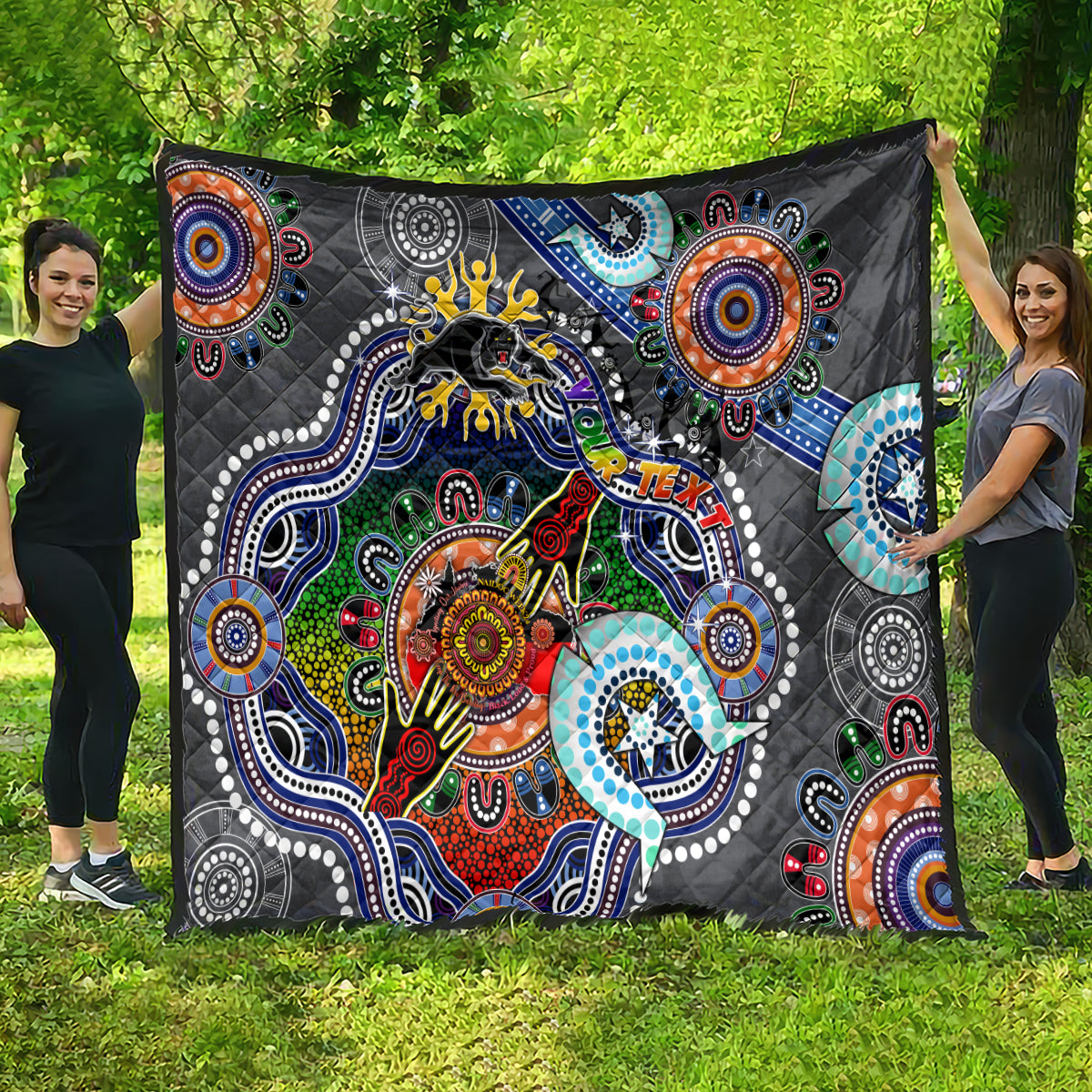 Personalised Panthers NAIDOC Week 2024 Quilt Australia Aboriginal Dot Painting