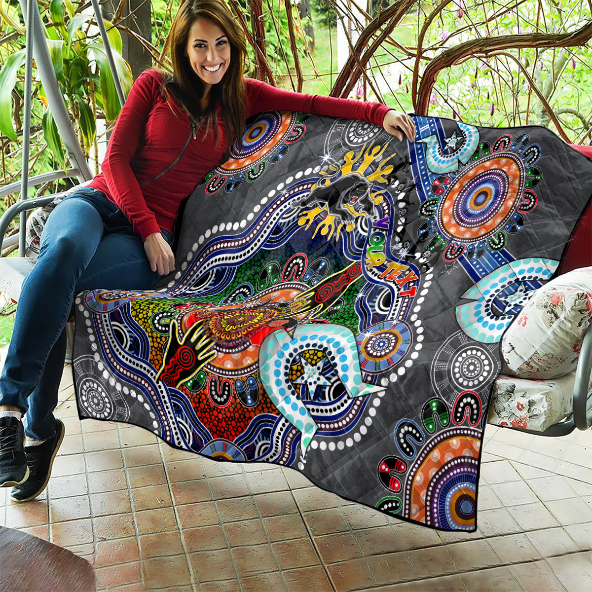 Personalised Panthers NAIDOC Week 2024 Quilt Australia Aboriginal Dot Painting