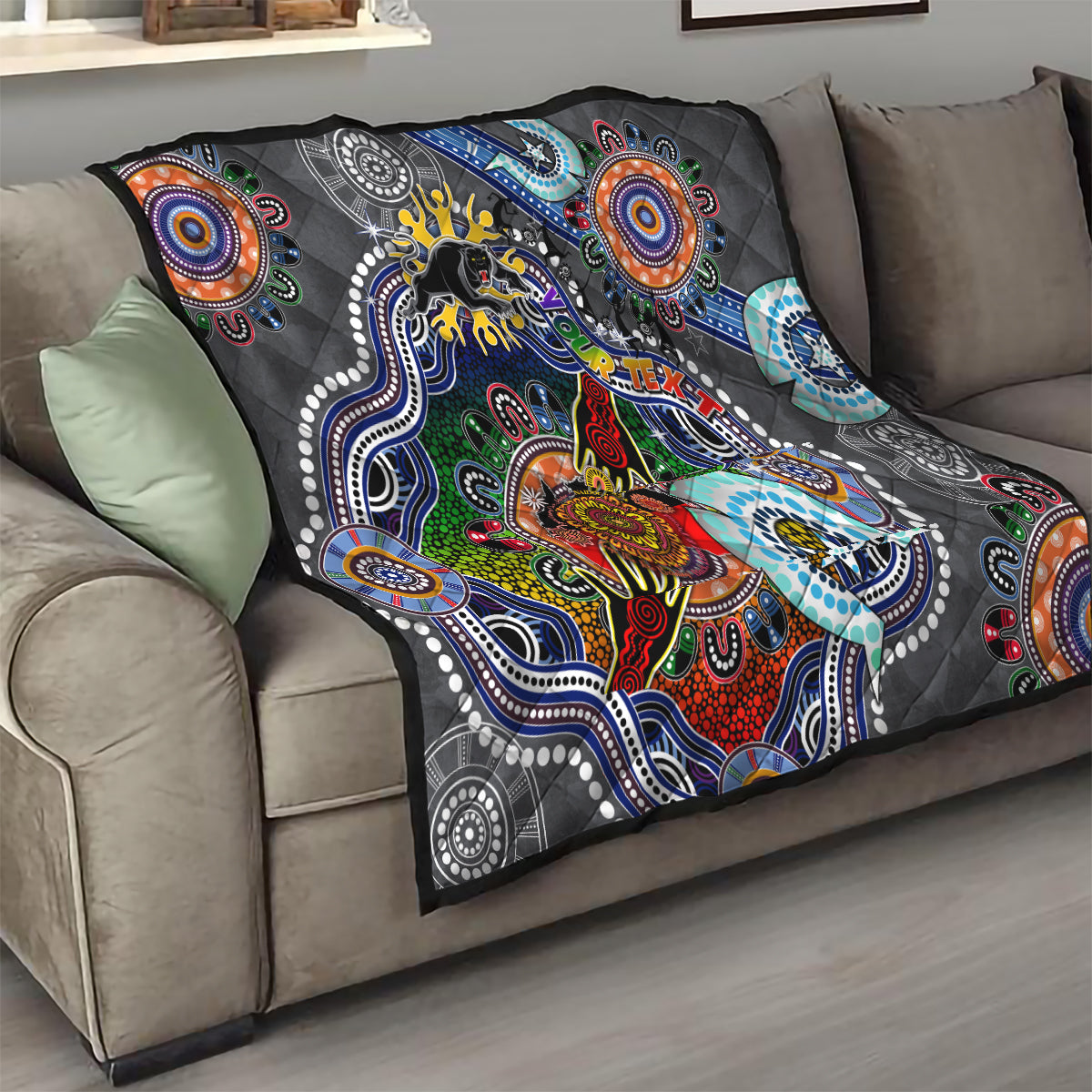 Personalised Panthers NAIDOC Week 2024 Quilt Australia Aboriginal Dot Painting
