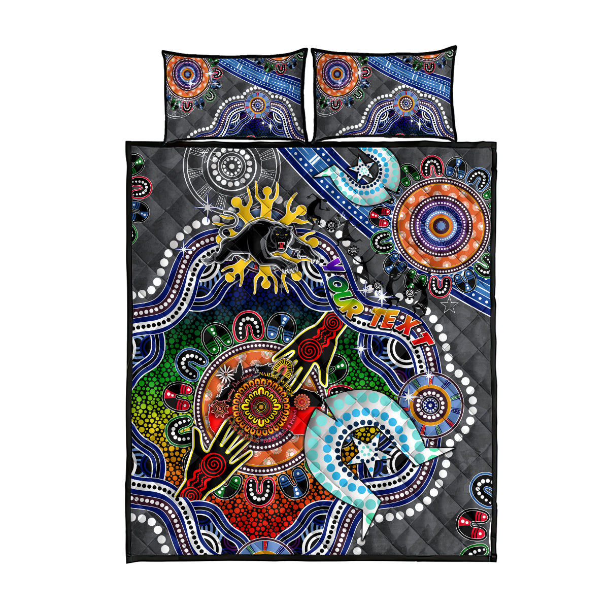 Personalised Panthers NAIDOC Week 2024 Quilt Bed Set Australia Aboriginal Dot Painting