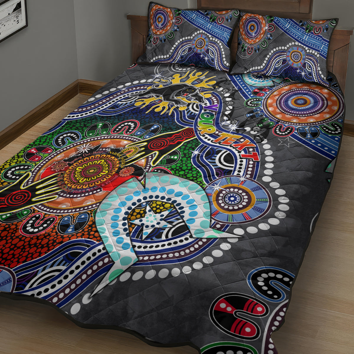 Personalised Panthers NAIDOC Week 2024 Quilt Bed Set Australia Aboriginal Dot Painting