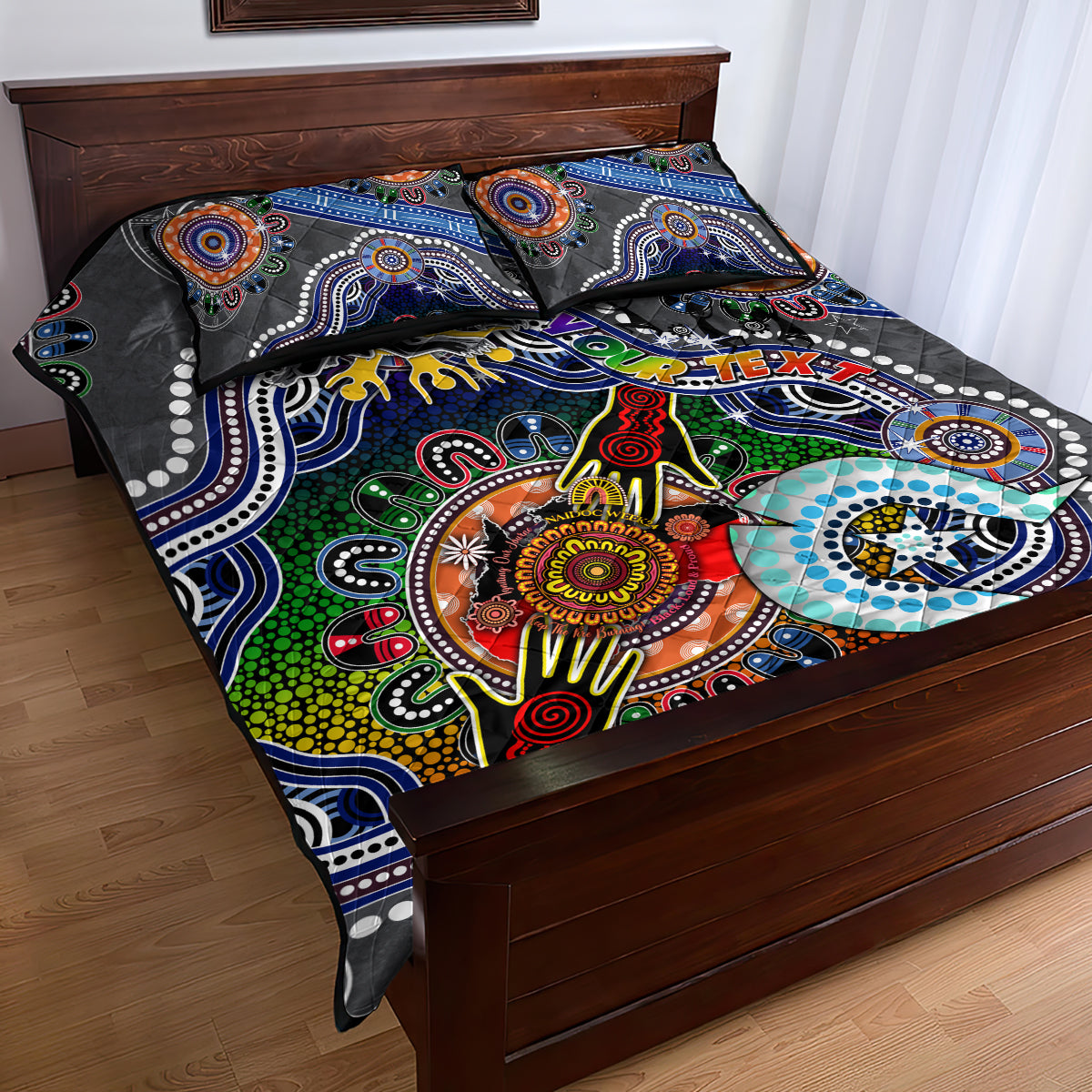 Personalised Panthers NAIDOC Week 2024 Quilt Bed Set Australia Aboriginal Dot Painting