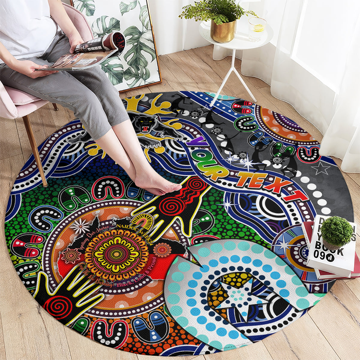 Personalised Panthers NAIDOC Week 2024 Round Carpet Australia Aboriginal Dot Painting