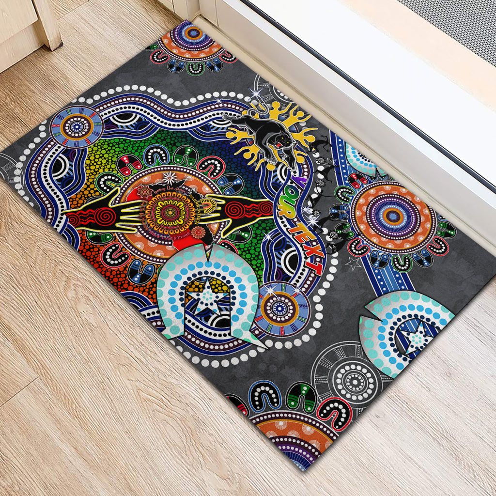 Personalised Panthers NAIDOC Week 2024 Rubber Doormat Australia Aboriginal Dot Painting