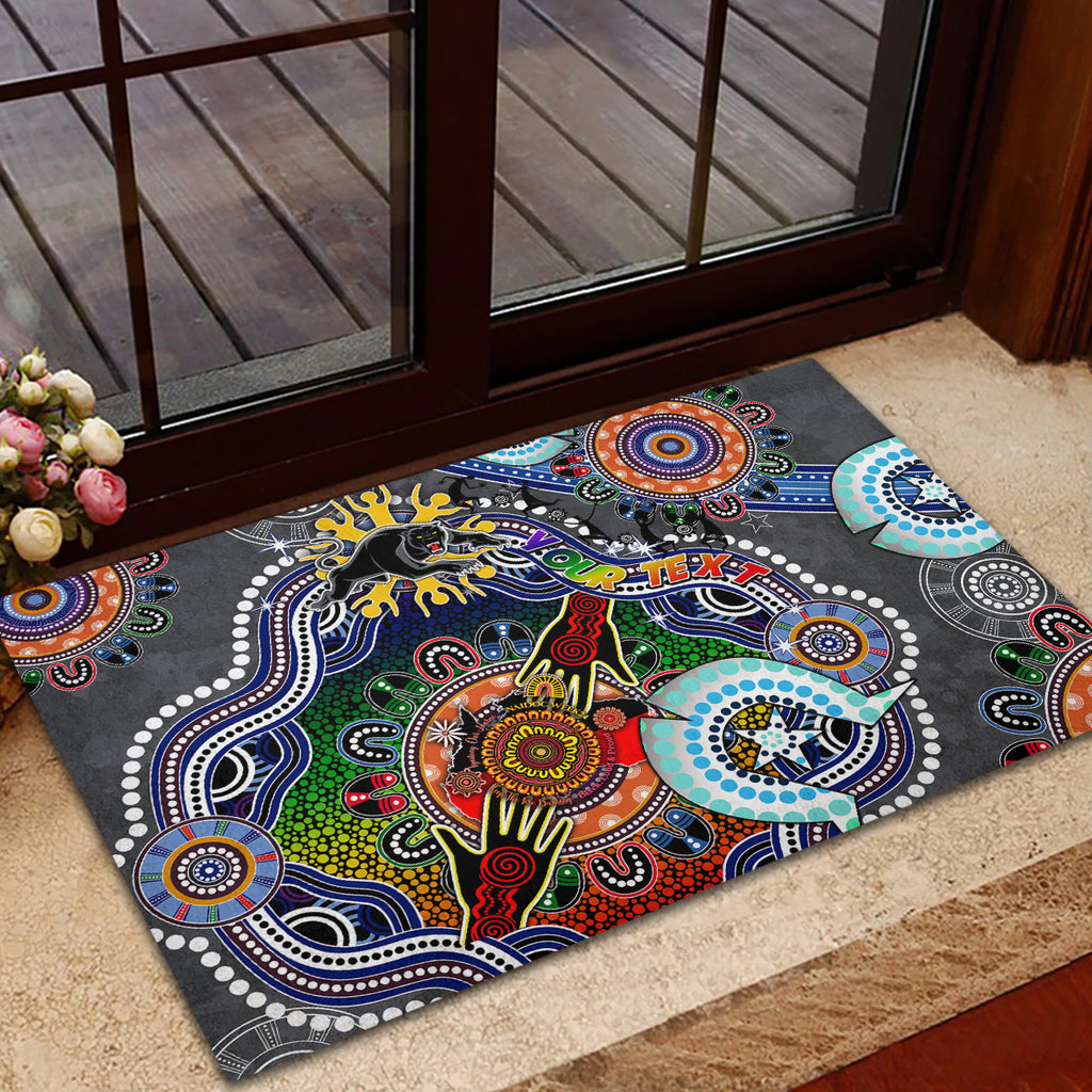 Personalised Panthers NAIDOC Week 2024 Rubber Doormat Australia Aboriginal Dot Painting