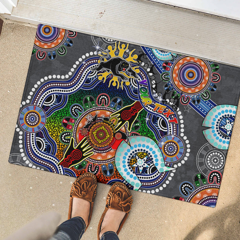 Personalised Panthers NAIDOC Week 2024 Rubber Doormat Australia Aboriginal Dot Painting