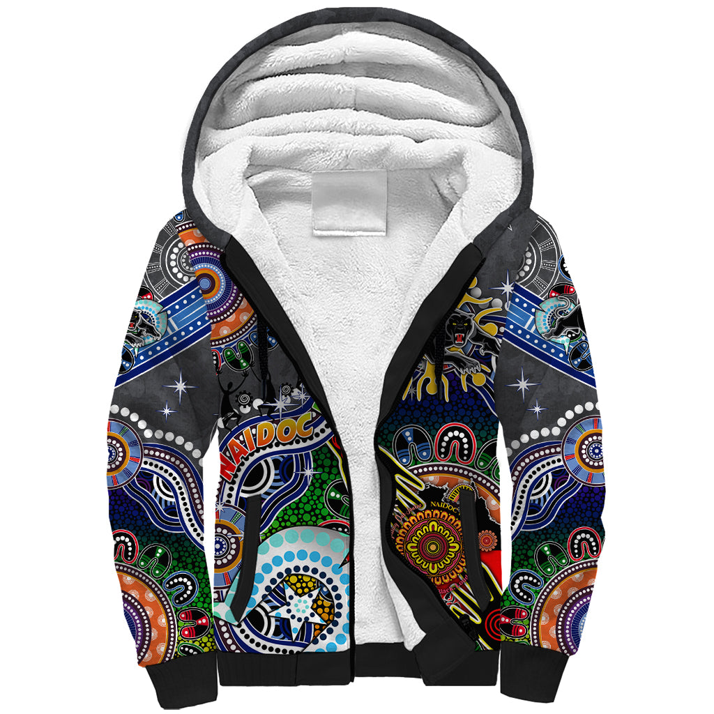 Personalised Panthers NAIDOC Week 2024 Sherpa Hoodie Australia Aboriginal Dot Painting