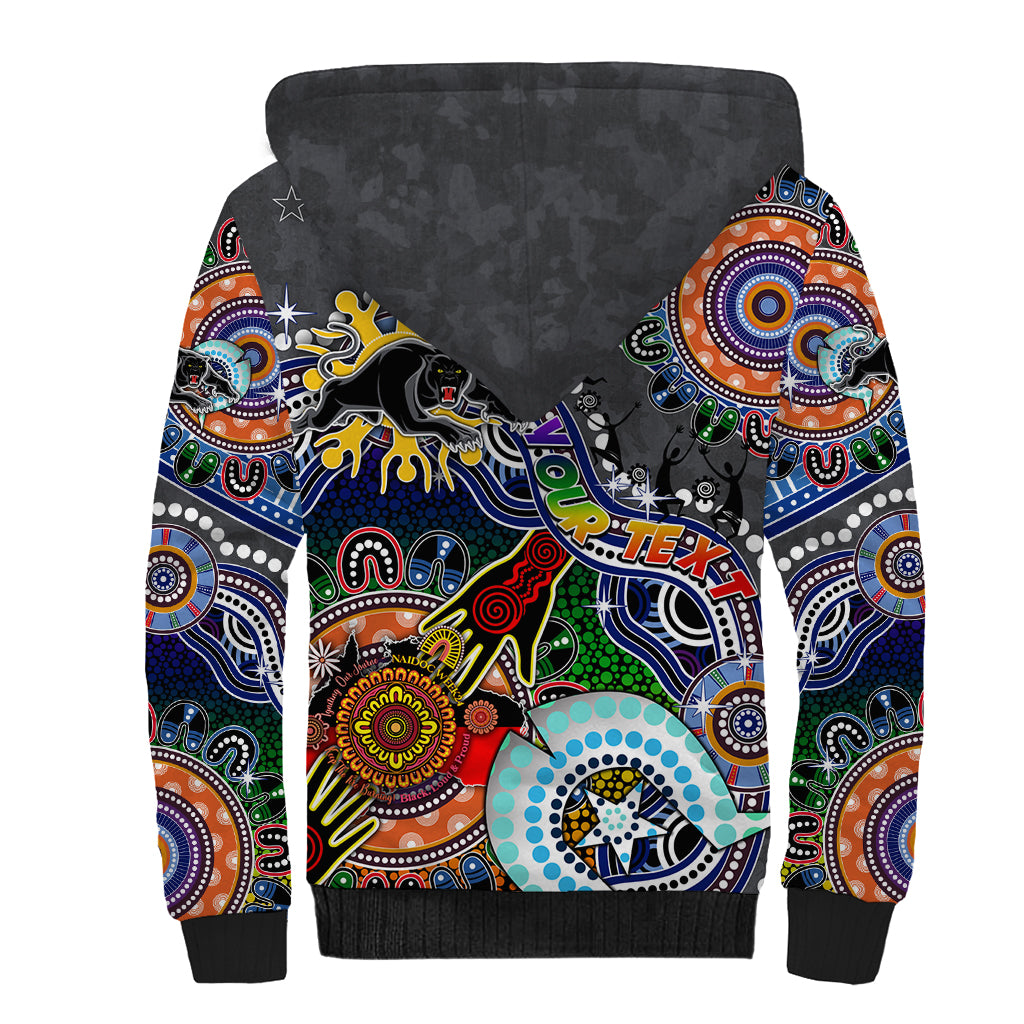 Personalised Panthers NAIDOC Week 2024 Sherpa Hoodie Australia Aboriginal Dot Painting