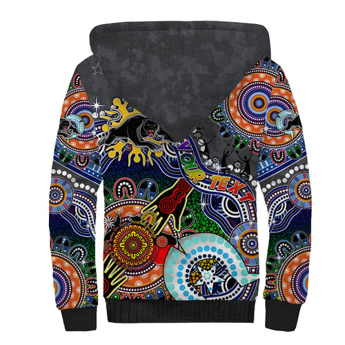 Personalised Panthers NAIDOC Week 2024 Sherpa Hoodie Australia Aboriginal Dot Painting
