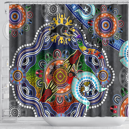 Personalised Panthers NAIDOC Week 2024 Shower Curtain Australia Aboriginal Dot Painting