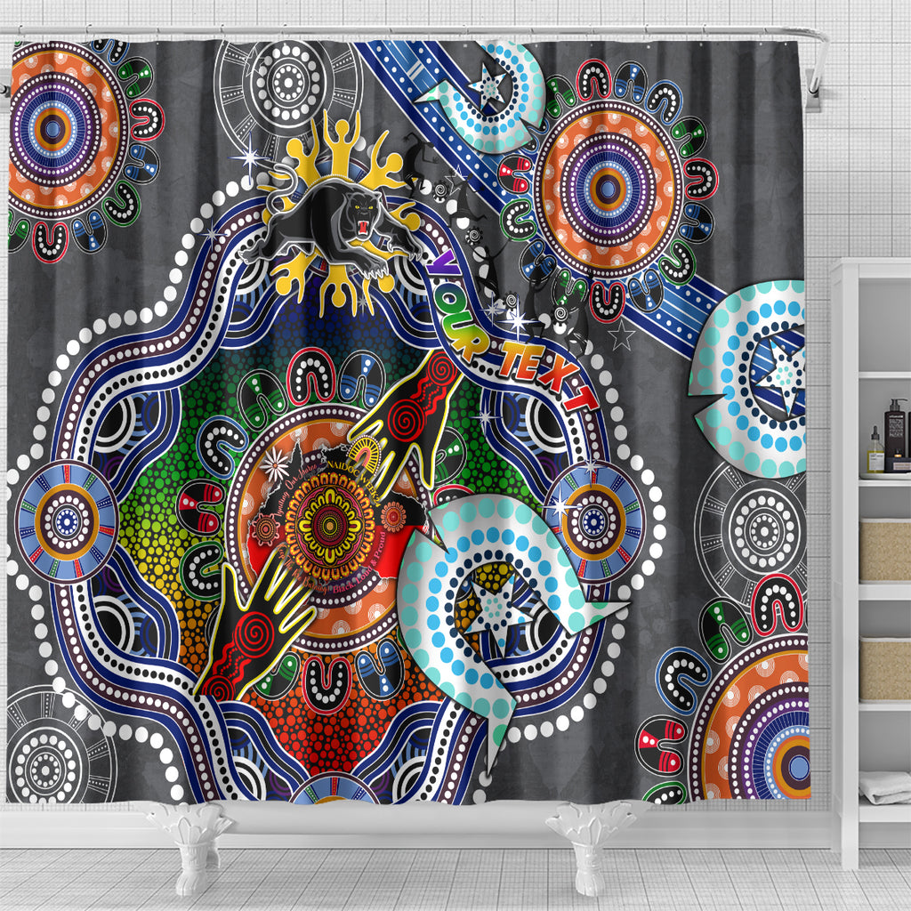 Personalised Panthers NAIDOC Week 2024 Shower Curtain Australia Aboriginal Dot Painting