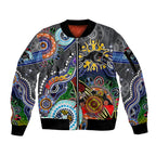Personalised Panthers NAIDOC Week 2024 Sleeve Zip Bomber Jacket Australia Aboriginal Dot Painting
