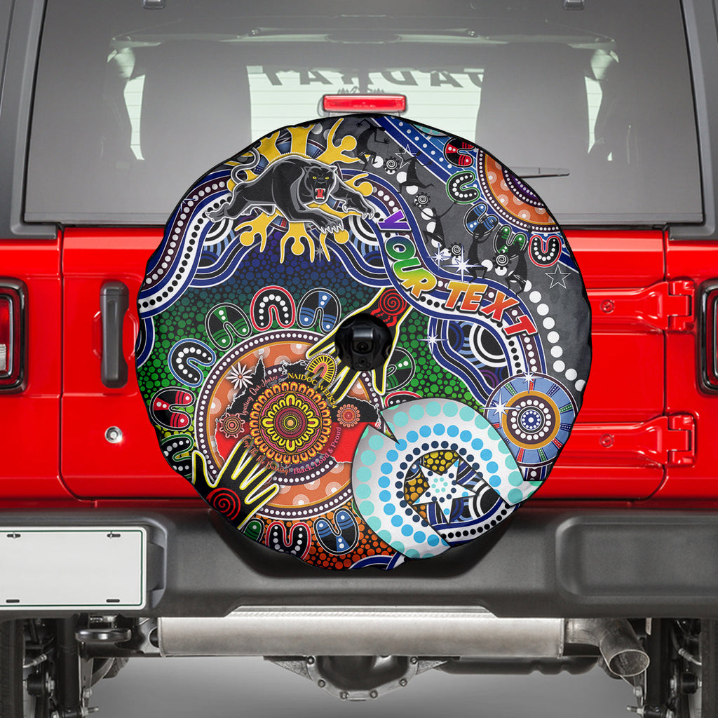 Personalised Panthers NAIDOC Week 2024 Spare Tire Cover Australia Aboriginal Dot Painting