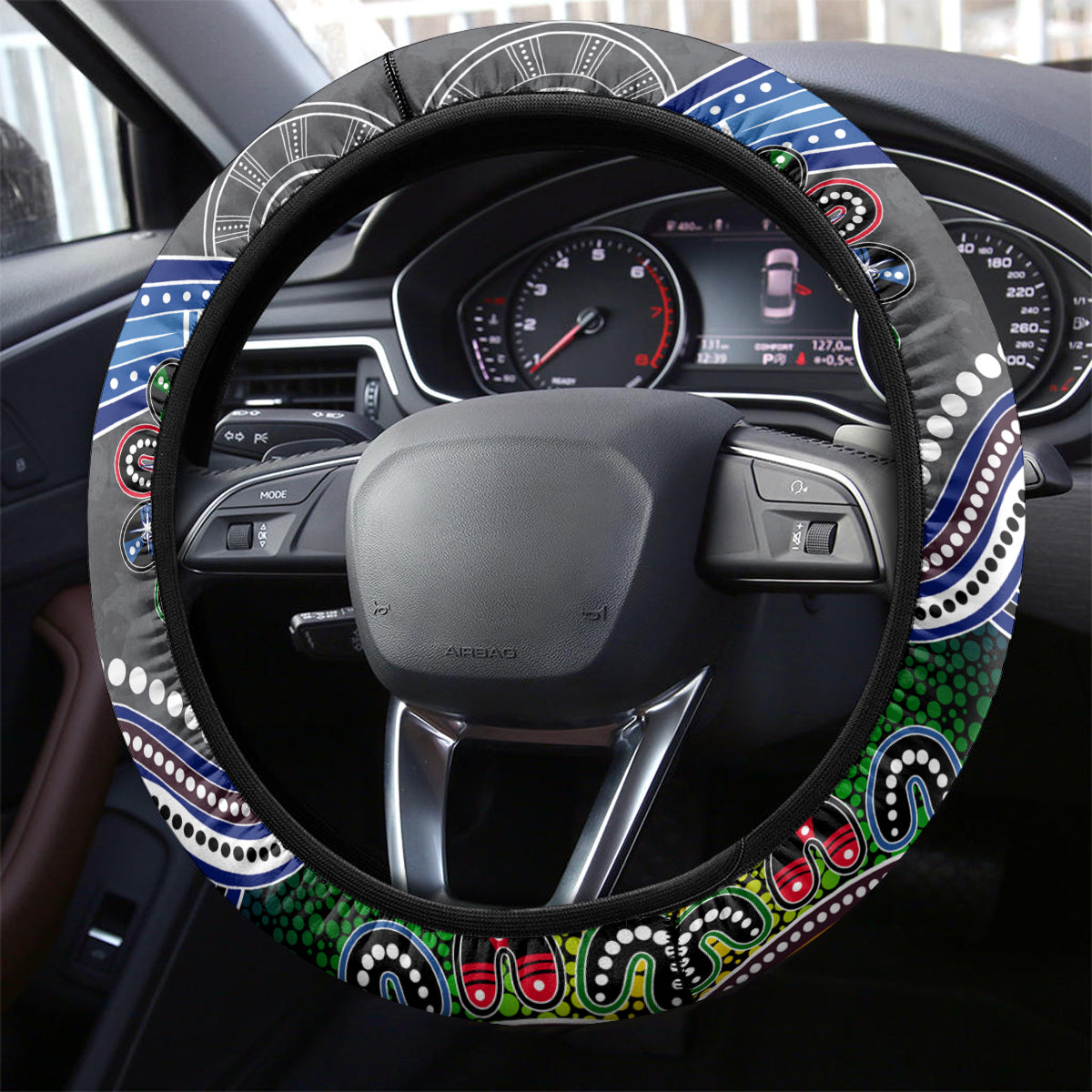 Panthers NAIDOC Week 2024 Steering Wheel Cover Australia Aboriginal Dot Painting
