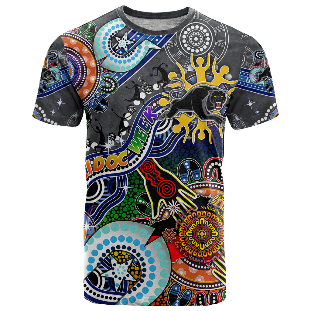 Personalised Panthers NAIDOC Week 2024 T Shirt Australia Aboriginal Dot Painting