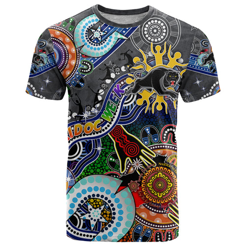 Personalised Panthers NAIDOC Week 2024 T Shirt Australia Aboriginal Dot Painting