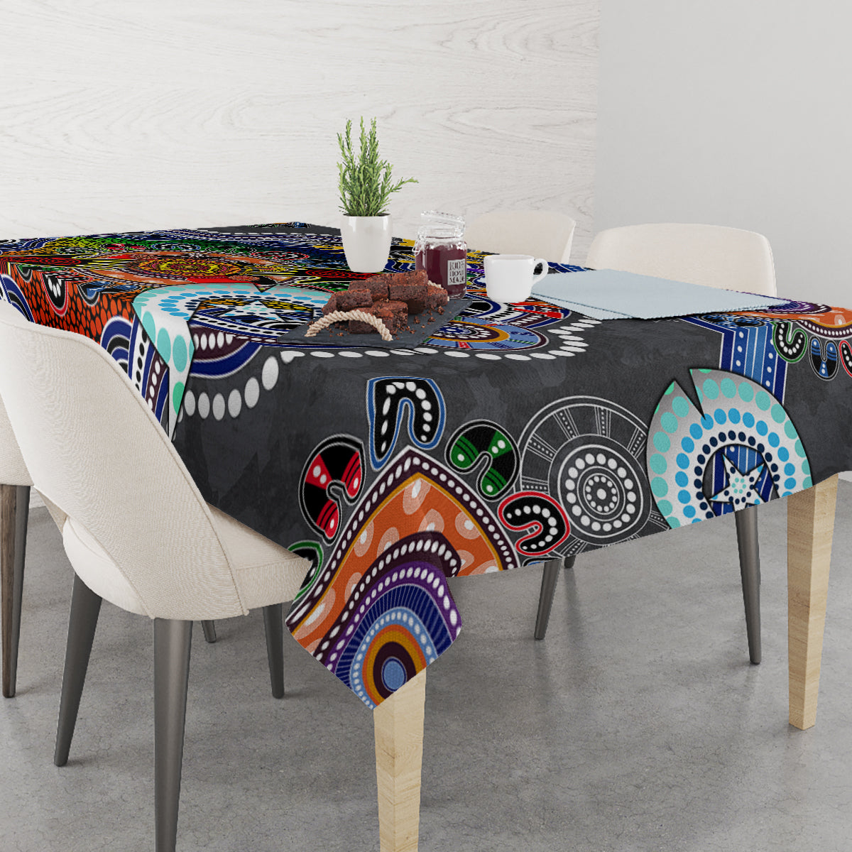 Personalised Panthers NAIDOC Week 2024 Tablecloth Australia Aboriginal Dot Painting