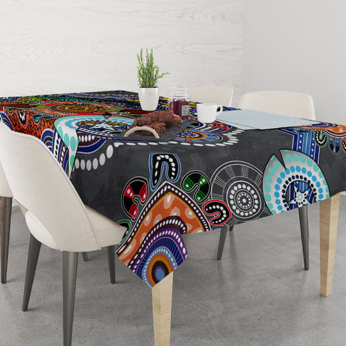 Personalised Panthers NAIDOC Week 2024 Tablecloth Australia Aboriginal Dot Painting