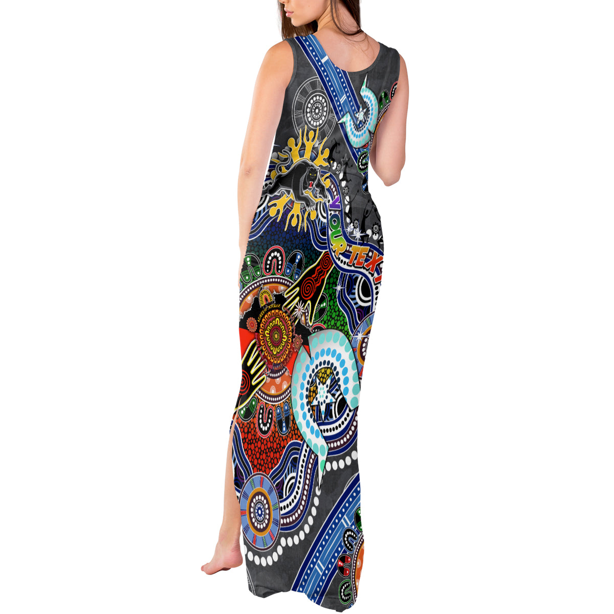 Personalised Panthers NAIDOC Week 2024 Tank Maxi Dress Australia Aboriginal Dot Painting