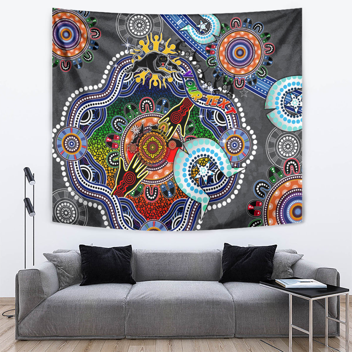 Personalised Panthers NAIDOC Week 2024 Tapestry Australia Aboriginal Dot Painting