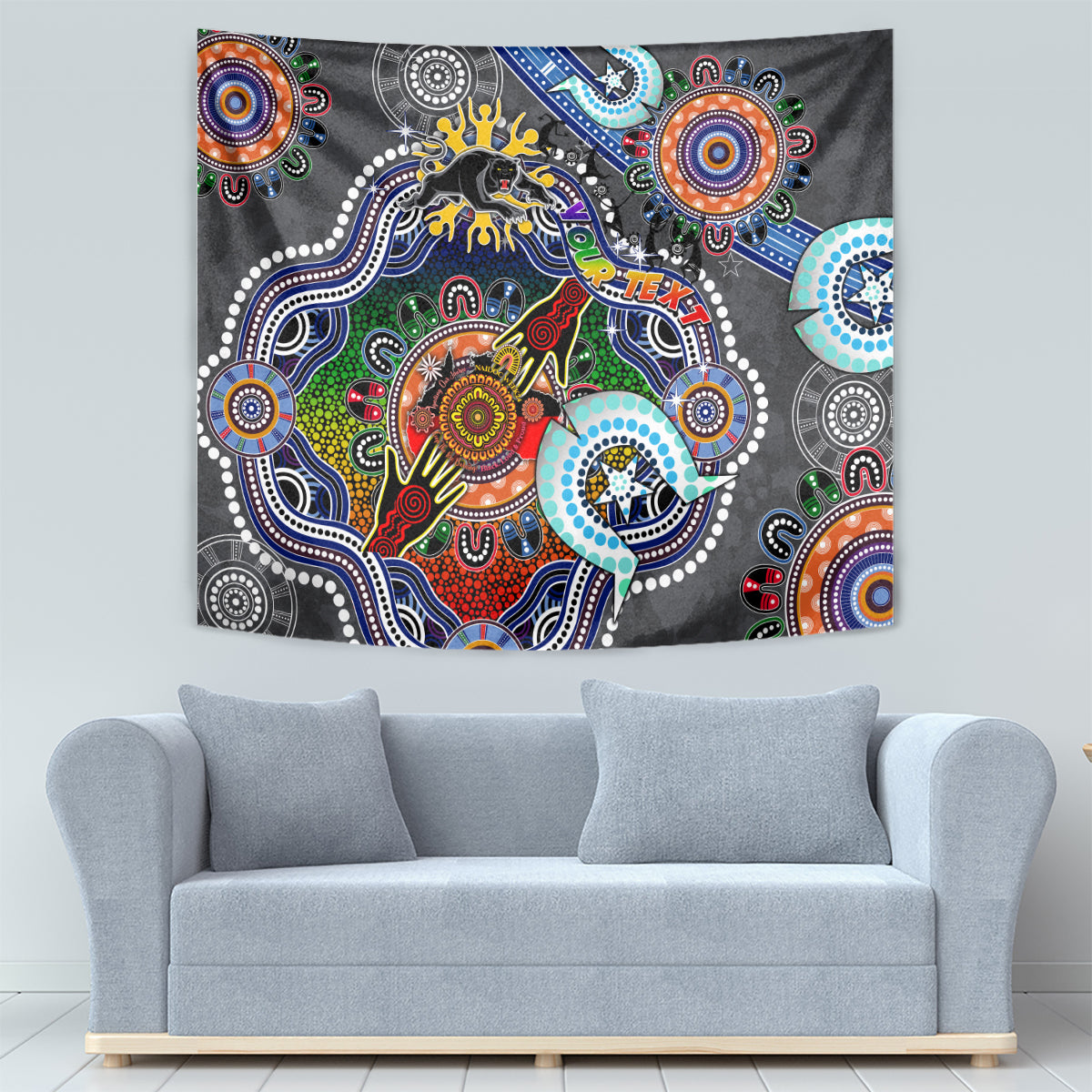 Personalised Panthers NAIDOC Week 2024 Tapestry Australia Aboriginal Dot Painting