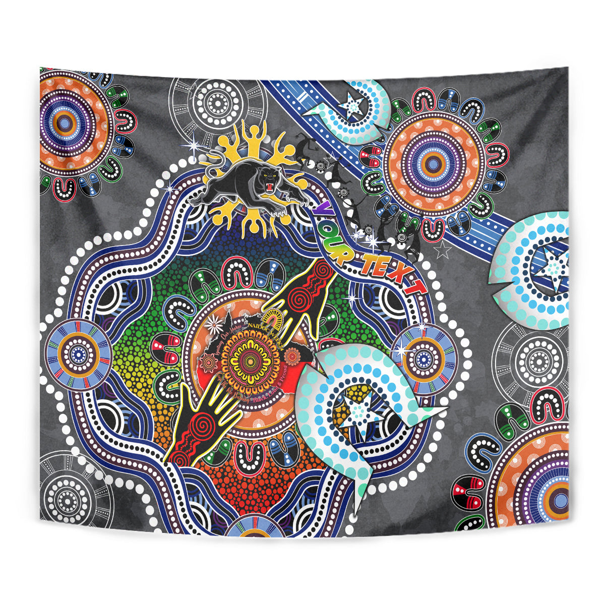 Personalised Panthers NAIDOC Week 2024 Tapestry Australia Aboriginal Dot Painting