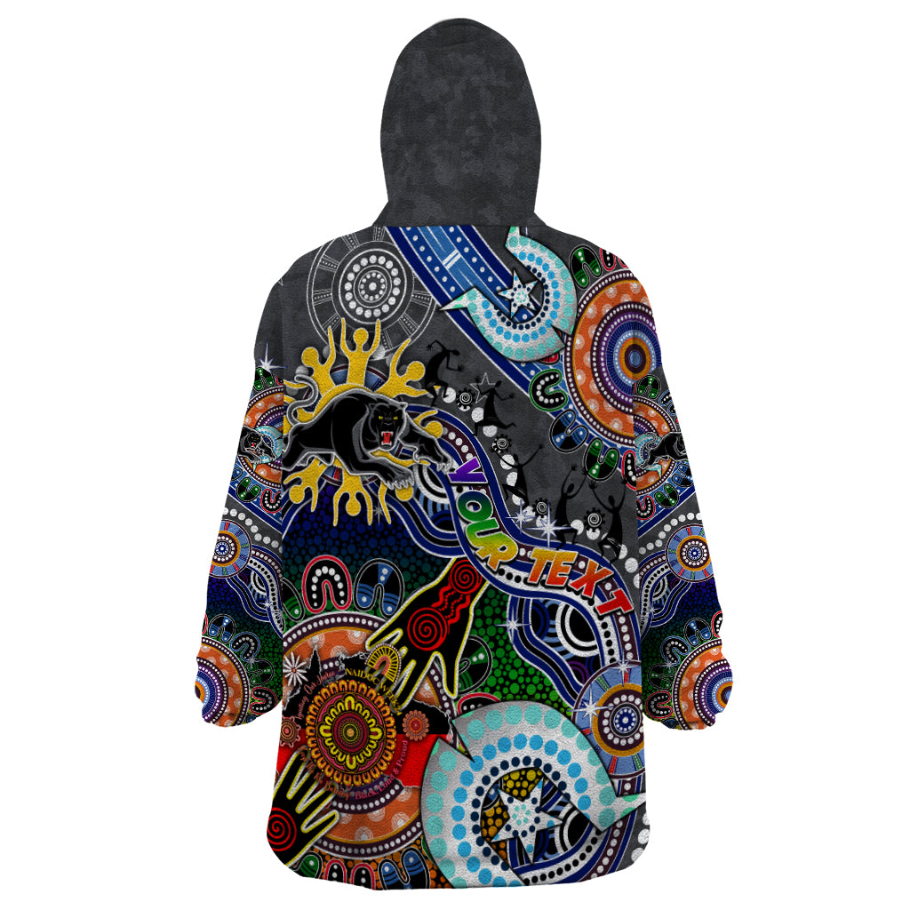 Personalised Panthers NAIDOC Week 2024 Wearable Blanket Hoodie Australia Aboriginal Dot Painting