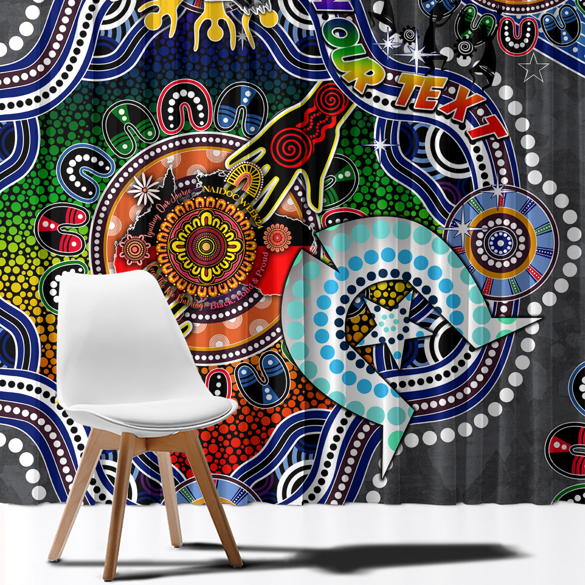 Personalised Panthers NAIDOC Week 2024 Window Curtain Australia Aboriginal Dot Painting