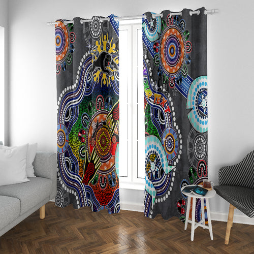 Personalised Panthers NAIDOC Week 2024 Window Curtain Australia Aboriginal Dot Painting