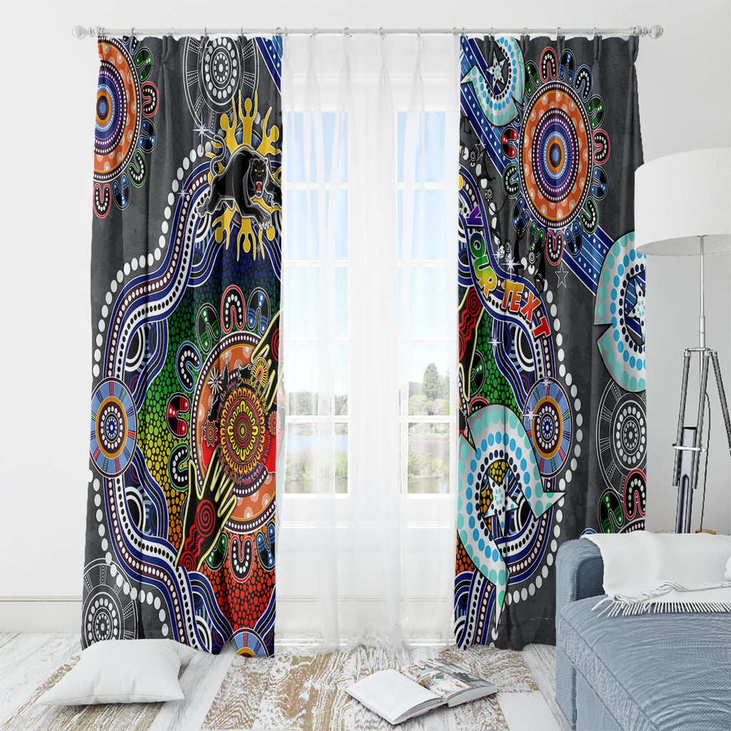 Personalised Panthers NAIDOC Week 2024 Window Curtain Australia Aboriginal Dot Painting