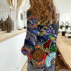 Personalised Panthers NAIDOC Week 2024 Women Casual Shirt Australia Aboriginal Dot Painting