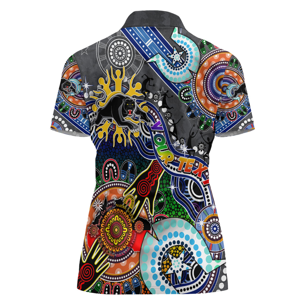 Personalised Panthers NAIDOC Week 2024 Women Polo Shirt Australia Aboriginal Dot Painting