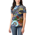 Personalised Panthers NAIDOC Week 2024 Women Polo Shirt Australia Aboriginal Dot Painting