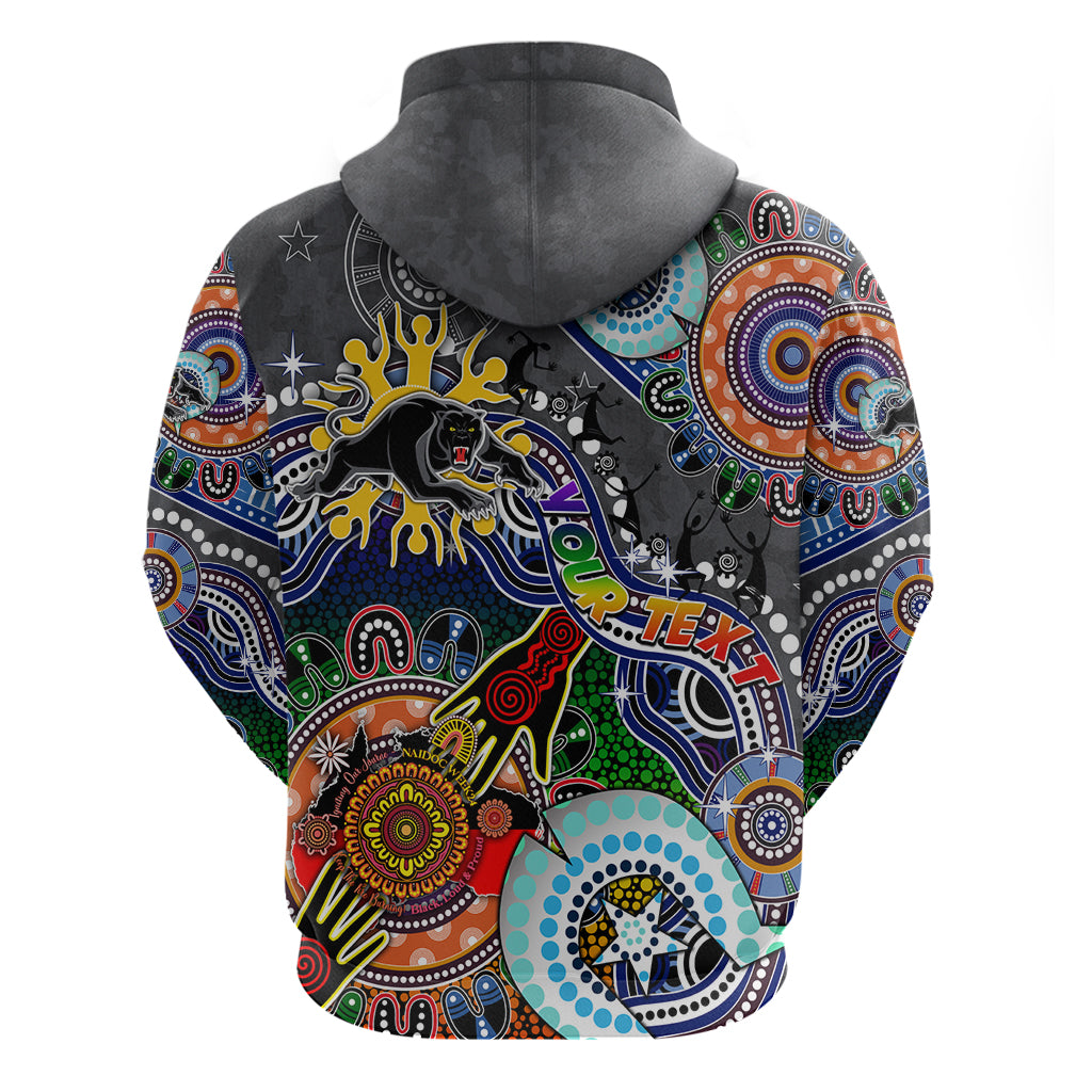 Personalised Panthers NAIDOC Week 2024 Zip Hoodie Australia Aboriginal Dot Painting