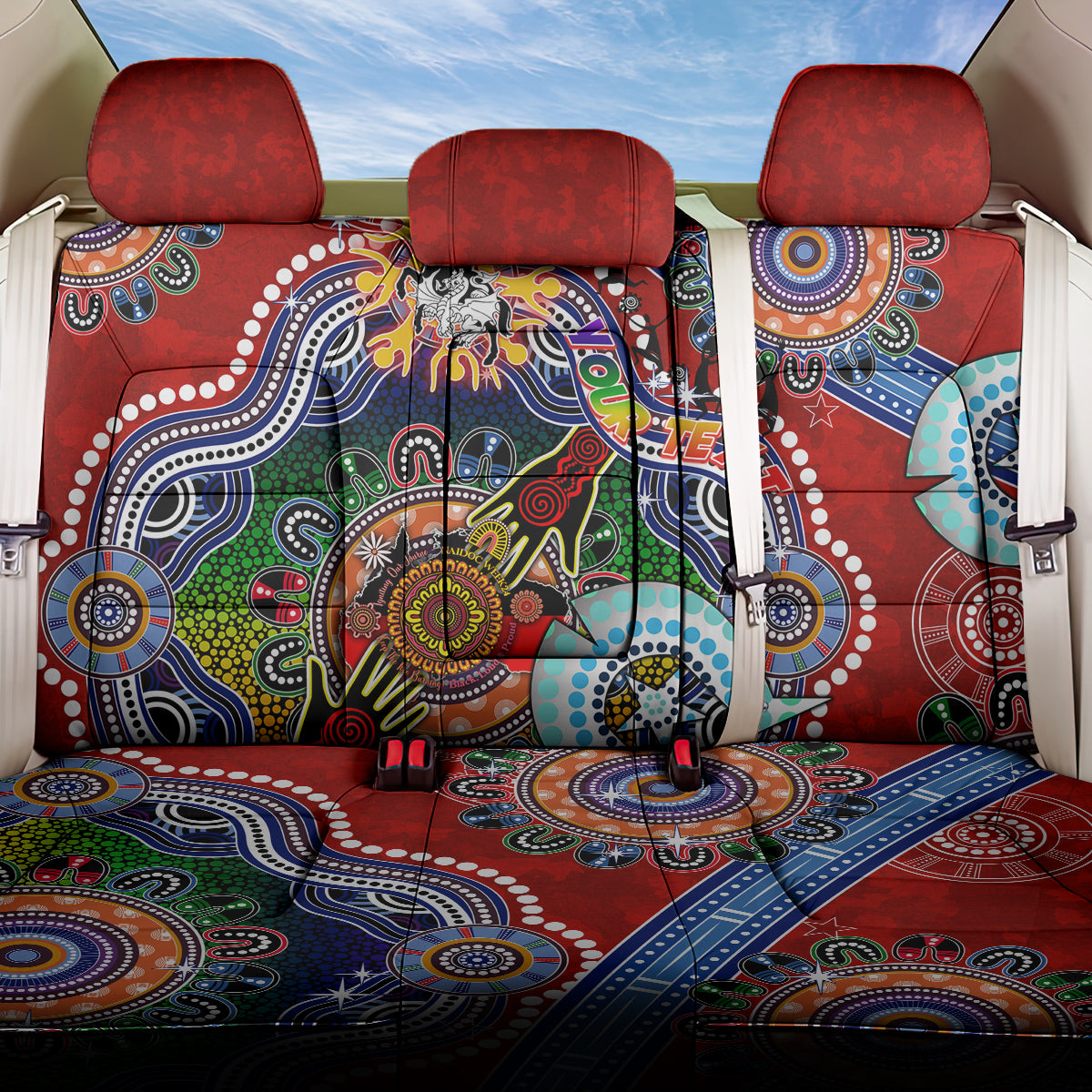 Personalised Dragons NAIDOC Week 2024 Back Car Seat Cover Australia Aboriginal Dot Painting