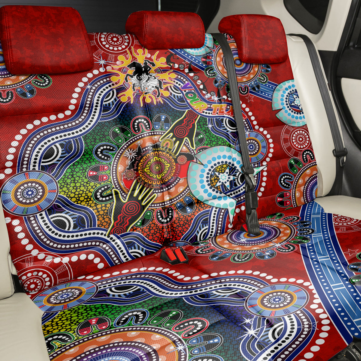 Personalised Dragons NAIDOC Week 2024 Back Car Seat Cover Australia Aboriginal Dot Painting