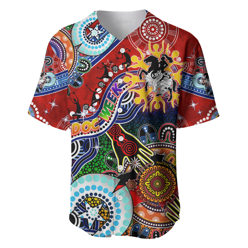 Personalised Dragons NAIDOC Week 2024 Baseball Jersey Australia Aboriginal Dot Painting