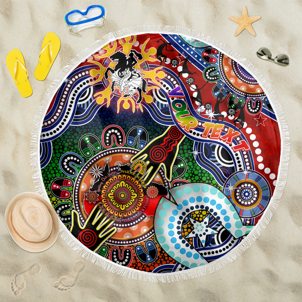 Personalised Dragons NAIDOC Week 2024 Beach Blanket Australia Aboriginal Dot Painting