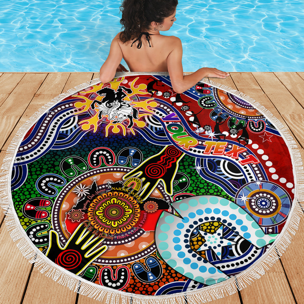 Personalised Dragons NAIDOC Week 2024 Beach Blanket Australia Aboriginal Dot Painting