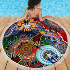 Personalised Dragons NAIDOC Week 2024 Beach Blanket Australia Aboriginal Dot Painting