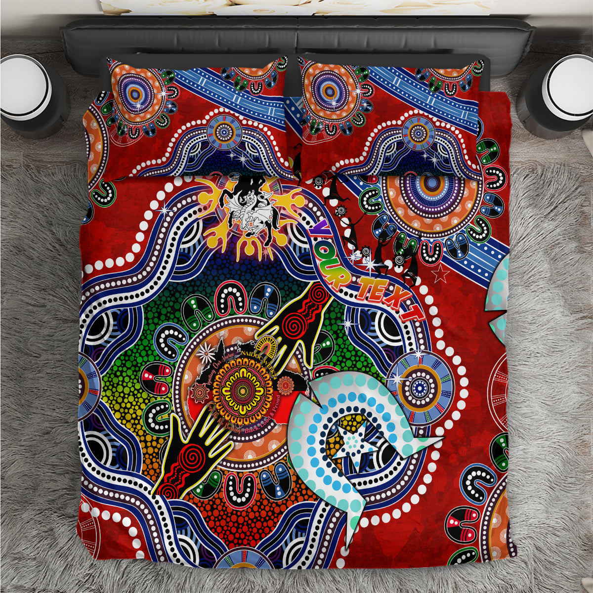 Personalised Dragons NAIDOC Week 2024 Bedding Set Australia Aboriginal Dot Painting
