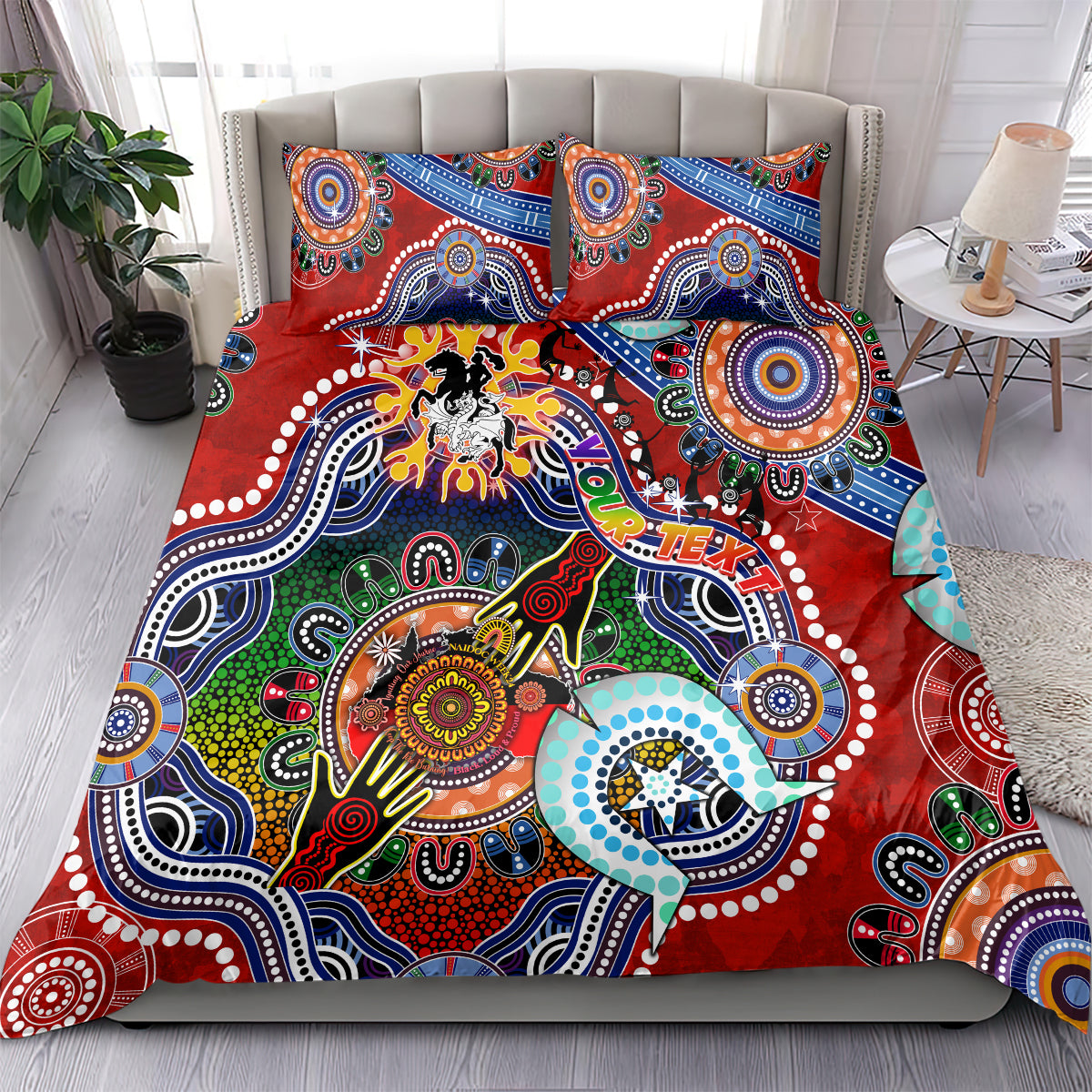 Personalised Dragons NAIDOC Week 2024 Bedding Set Australia Aboriginal Dot Painting