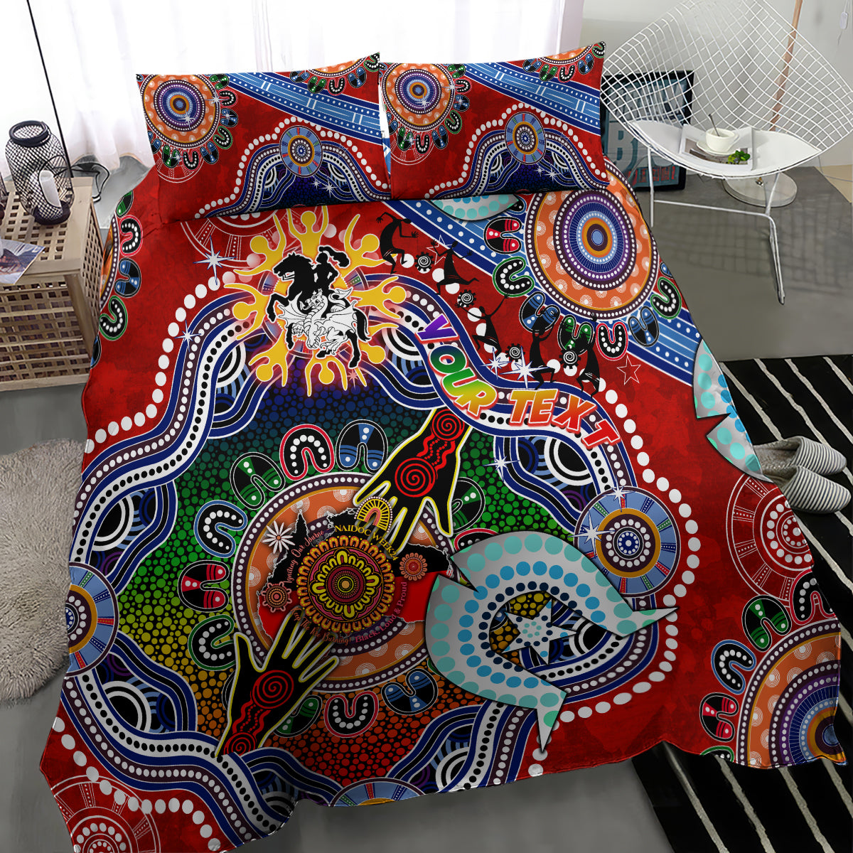 Personalised Dragons NAIDOC Week 2024 Bedding Set Australia Aboriginal Dot Painting