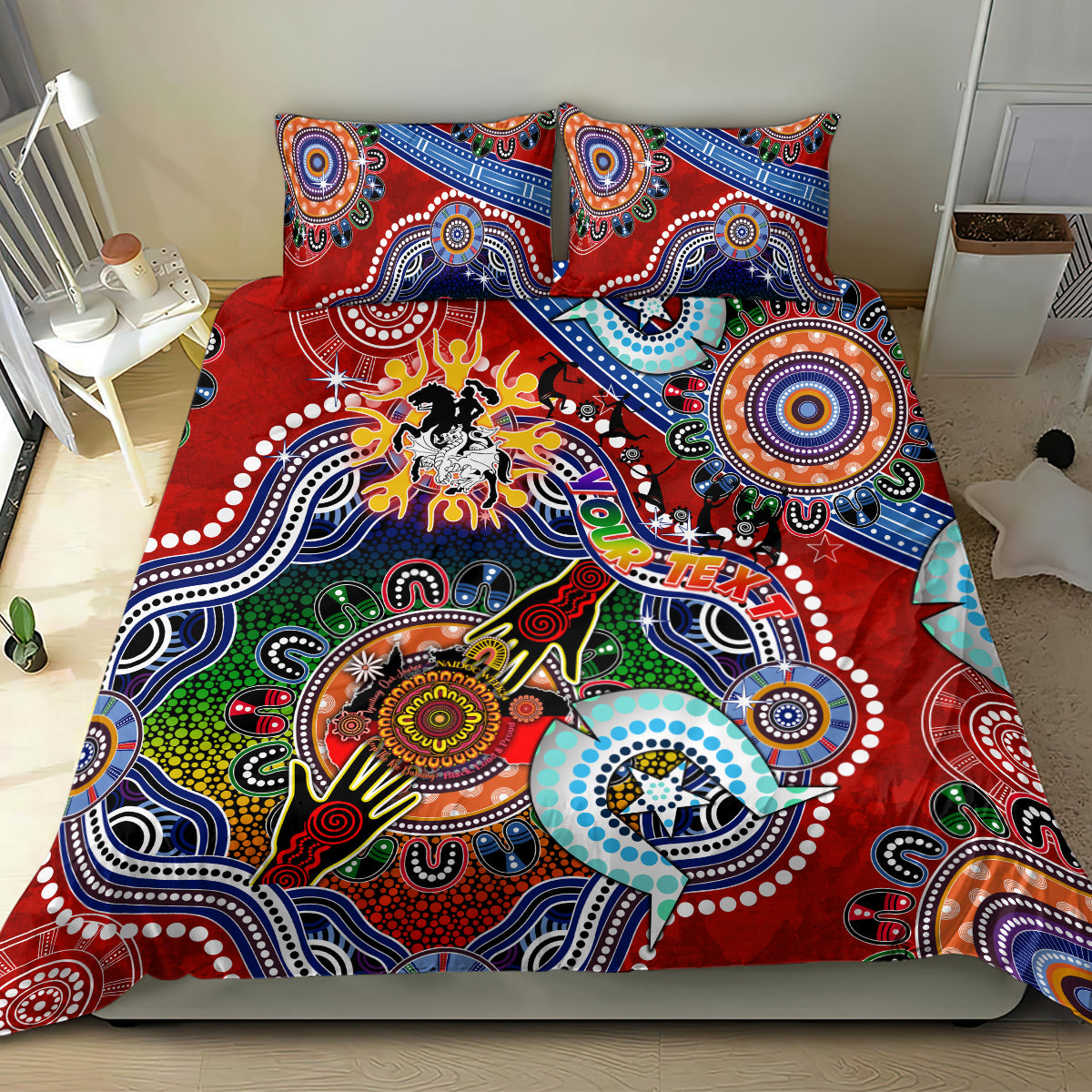 Personalised Dragons NAIDOC Week 2024 Bedding Set Australia Aboriginal Dot Painting