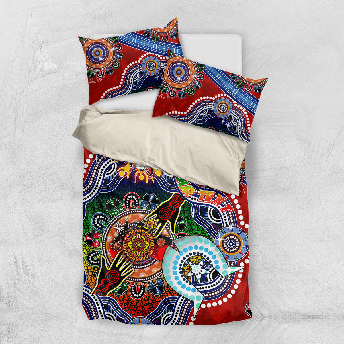 Personalised Dragons NAIDOC Week 2024 Bedding Set Australia Aboriginal Dot Painting