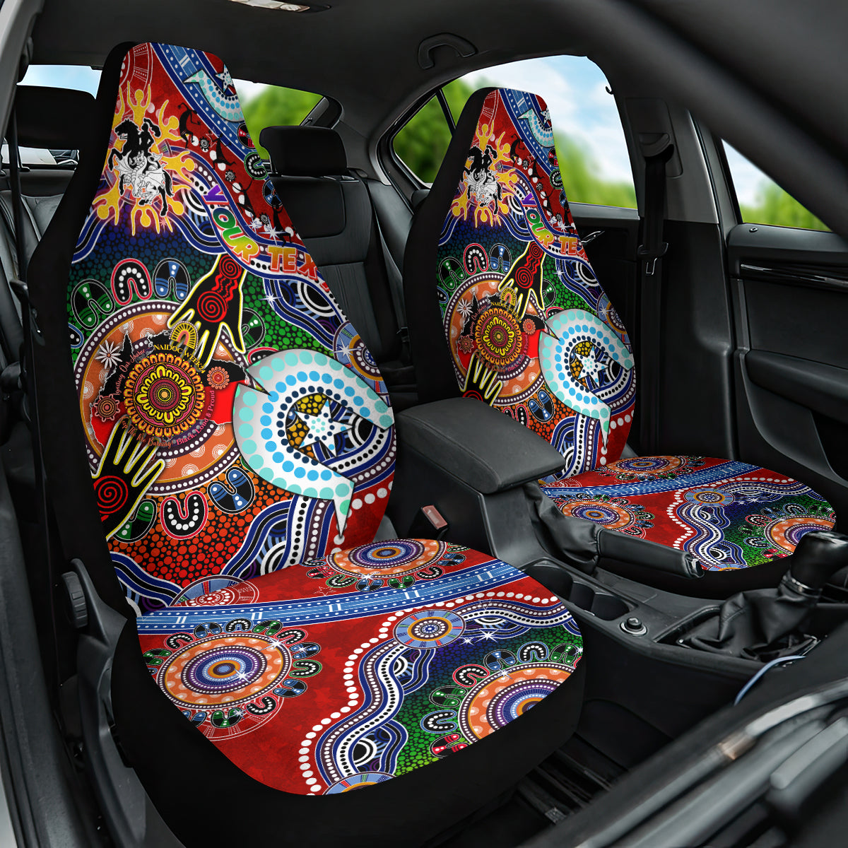 Personalised Dragons NAIDOC Week 2024 Car Seat Cover Australia Aboriginal Dot Painting